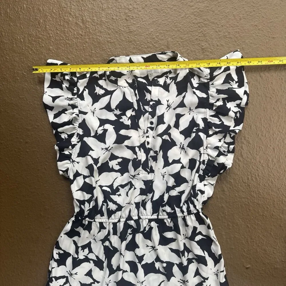 Joie Krystina Dress Sz M Ruffles Flutter Sleeve Summer White Black Floral $348 - Picture 10 of 13